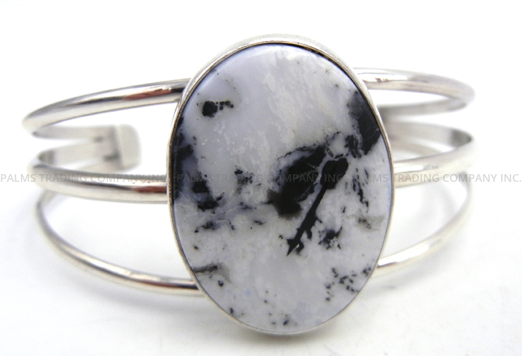 Navajo white buffalo and sterling silver cuff bracelet