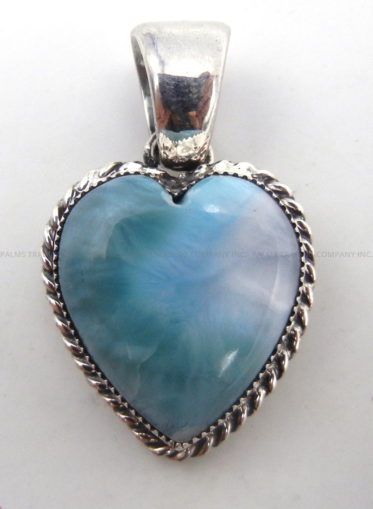 Navajo larimar and sterling silver heart pendant by Joe Begay
