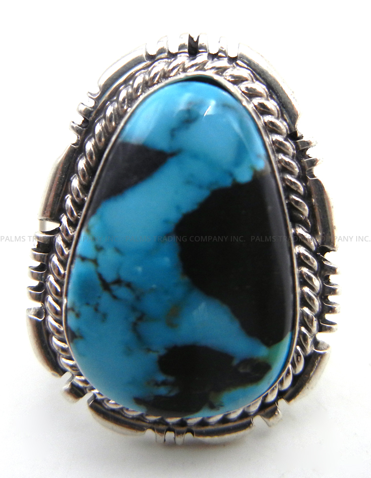 Navajo turquoise and sterling silver ring by Will Denetdale