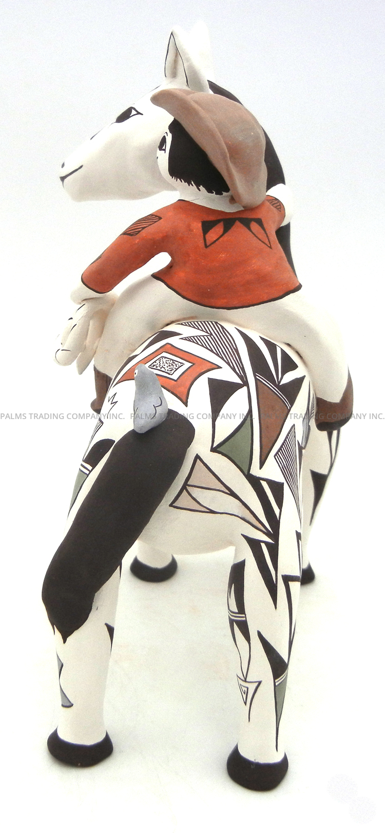 Acoma Judy Lewis Handmade and Hand Painted Polychrome Horse and Cowboy Figurine - Image 6