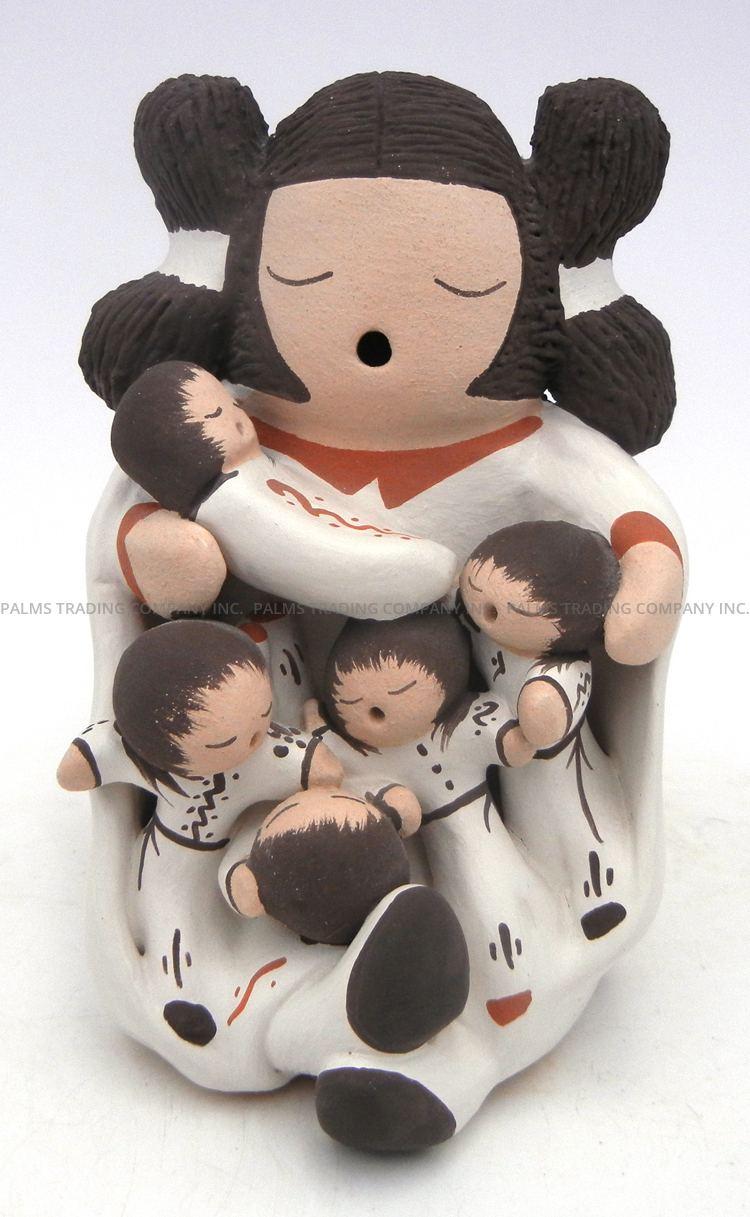 Isleta handmade seated storyteller figurine with five children by Chris Teller
