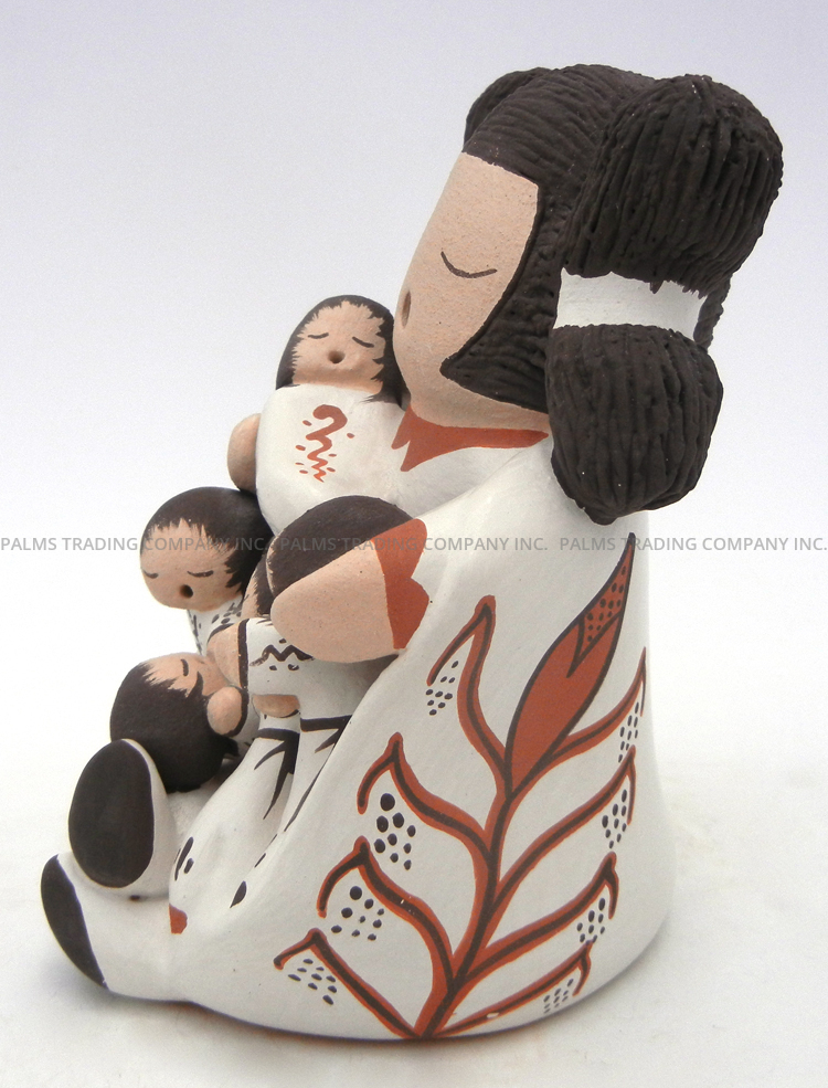 Isleta Chris Teller Handmade Seated Storyteller Figurine with Five Children - Image 3