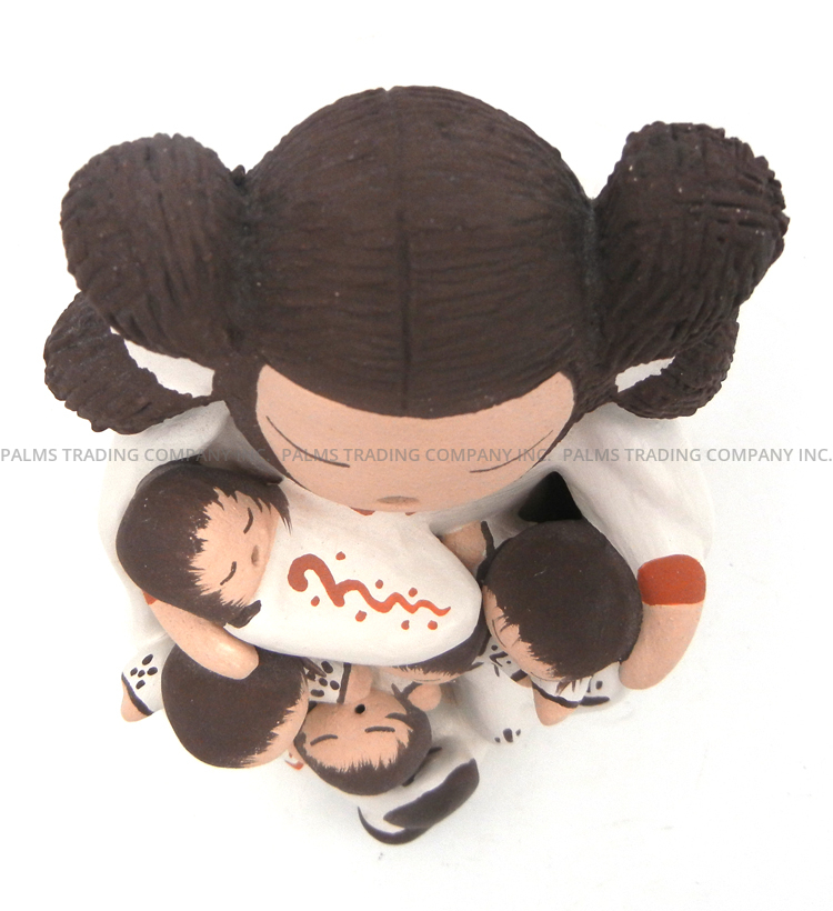 Isleta Chris Teller Handmade Seated Storyteller Figurine with Five Children - Image 6