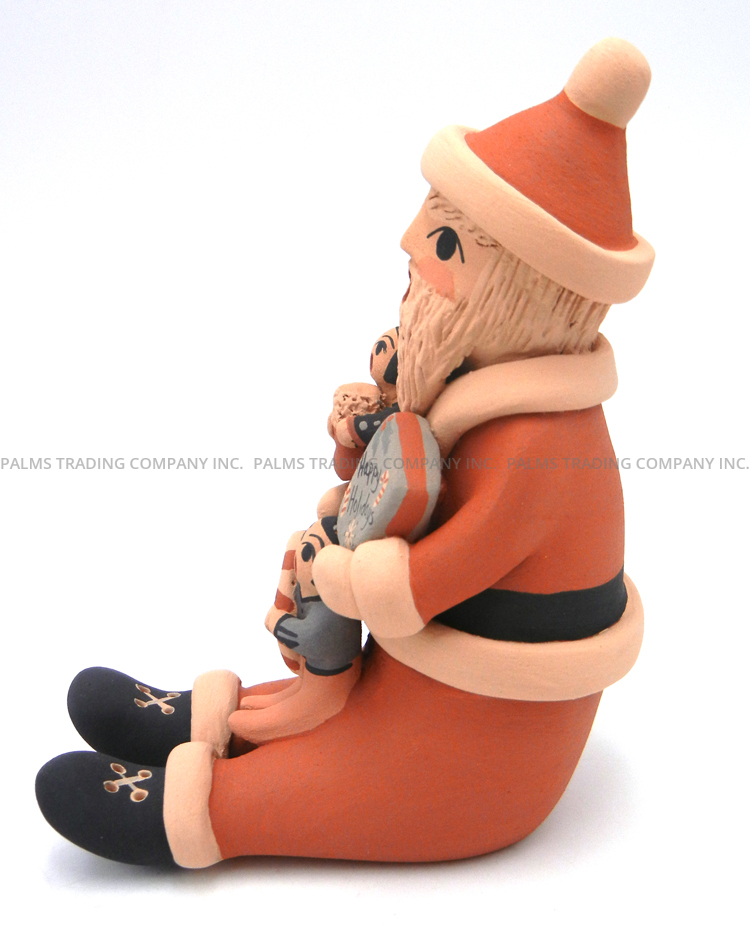 Jemez Chrislyn Fragua Seated Santa Storyteller Figurine with Two Children - Image 3