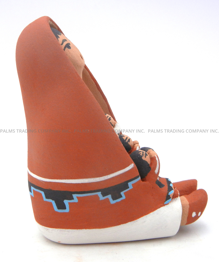 Jemez Angie Loretto Riley Small Handmade and Hand Painted Seated Storyteller Figurine with Five Children - Image 5