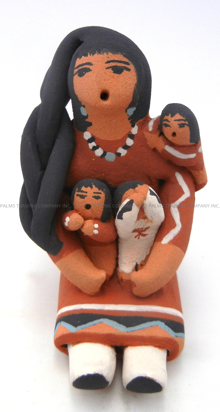 Jemez small seated storyteller with three children by Angie Loretto Riley