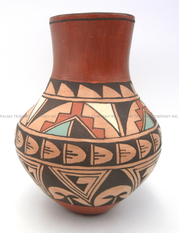 Jemez handmade, painted and polished polychrome vase by Juanita Fragua