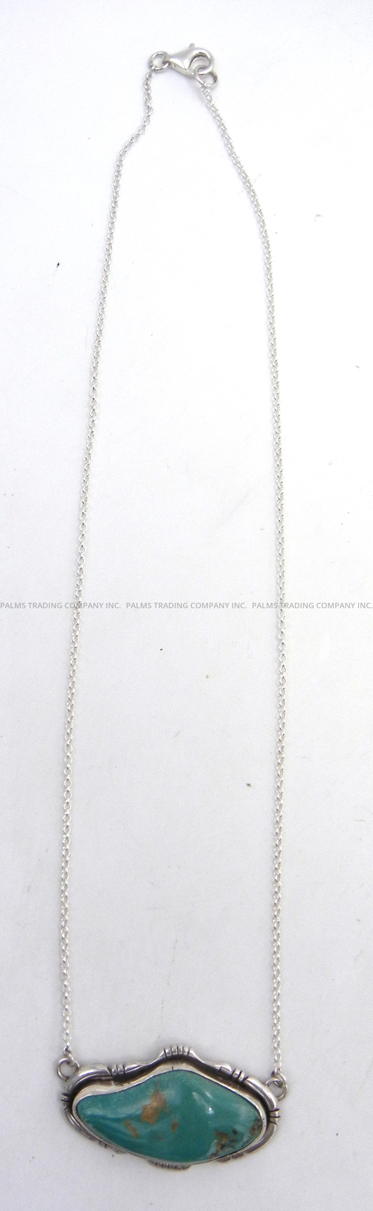 Navajo green turquoise and sterling silver necklace by Ted Secatero.