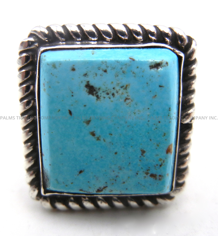 Navajo square turquoise and sterling silver ring