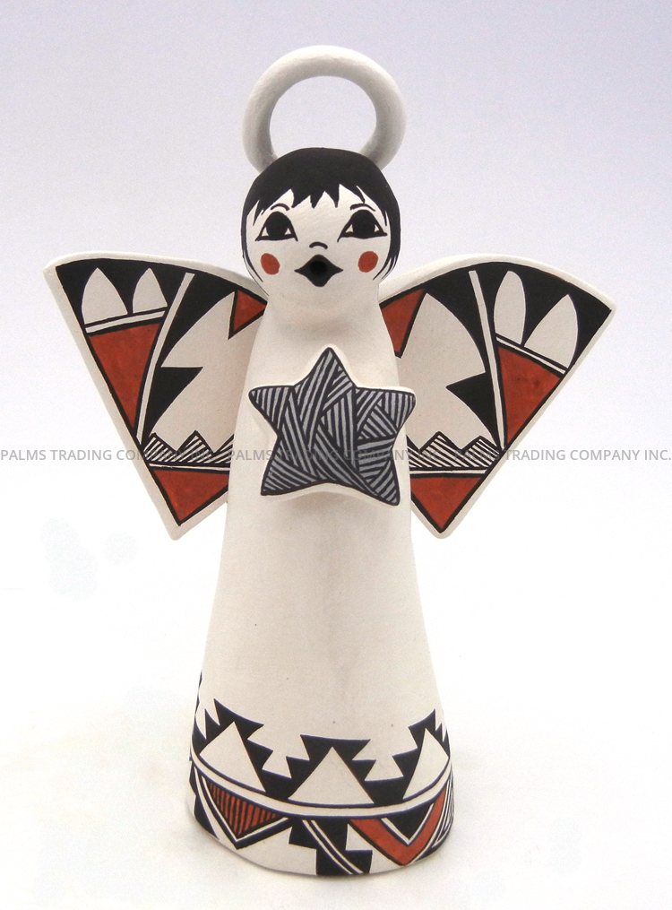 Acoma handmade and hand painted polychrome angel figurine by Judy Lewis