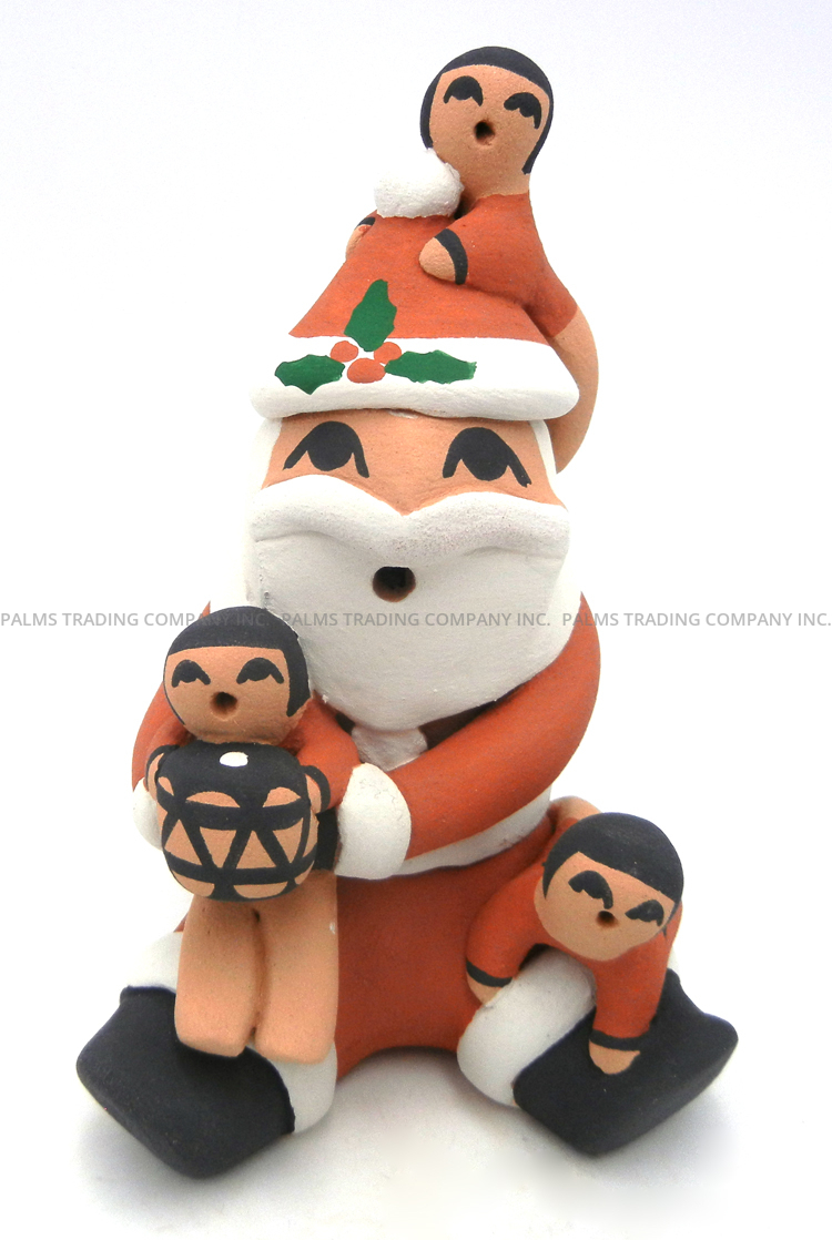 Jemez seated santa storyteller figurine with three children by Vernida Toya