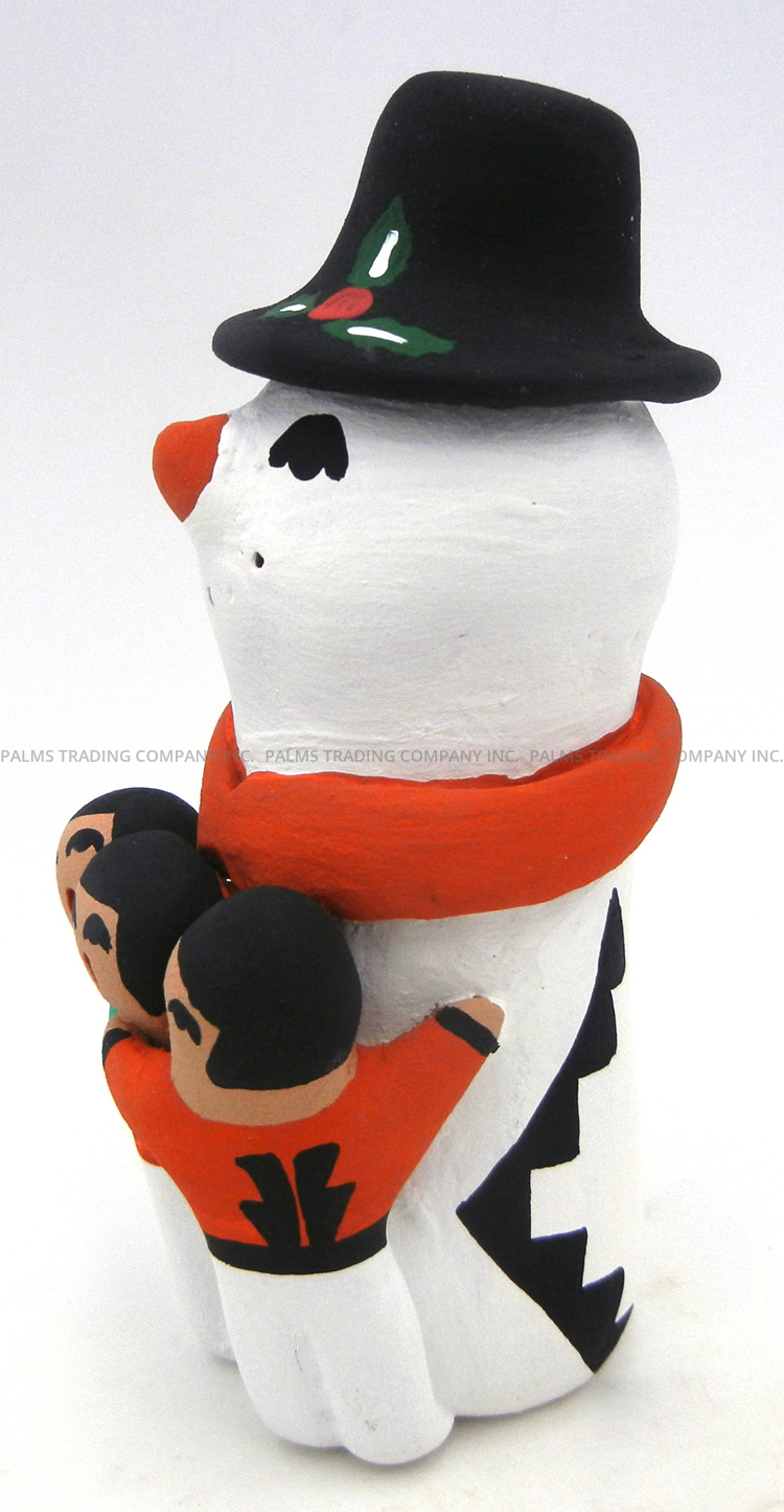 Jemez Vernida Toya Standing Snowman Storyteller Figurine with Three Children - Image 3