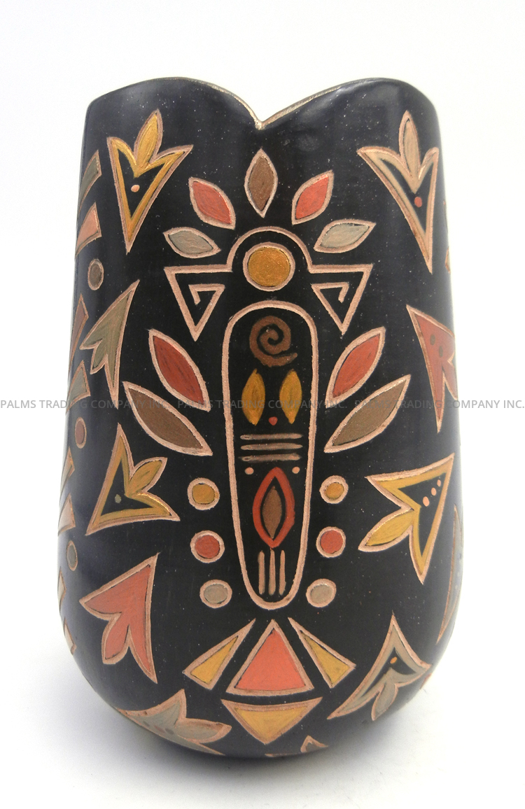 Jemez handmade, etched and painted polychrome harvest design vase by Glendora Fragua