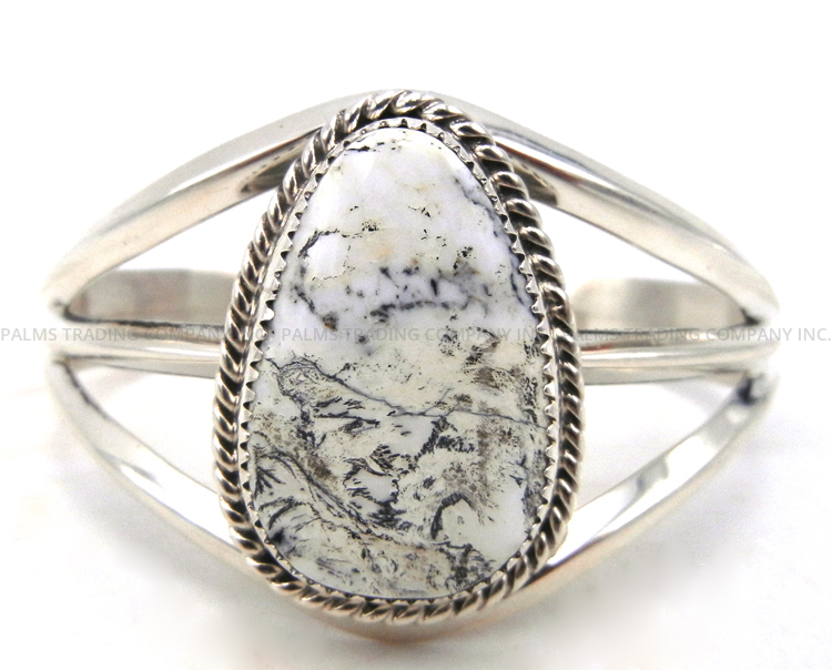 Navajo howlite and sterling silver cuff bracelet by Elroy Chavez