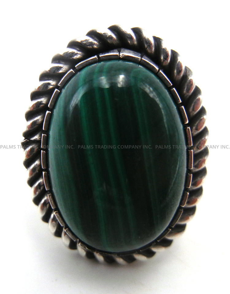 Navajo malachite and sterling silver ring by Walter Vandever