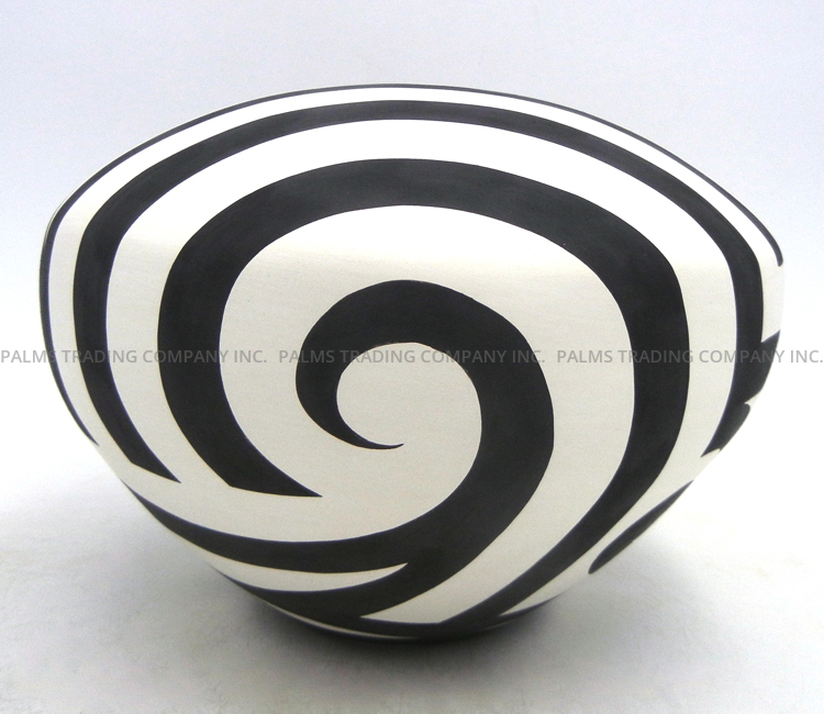 Acoma large contemporary handmade and hand painted black and white seed pot by Eric Lewis