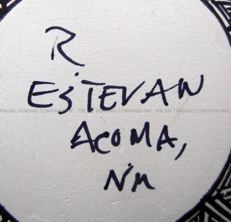 Acoma Ruth Estevan Handmade Polychrome Fine Line and Butterfly Wedding Vase with Twisted Handle - Image 7