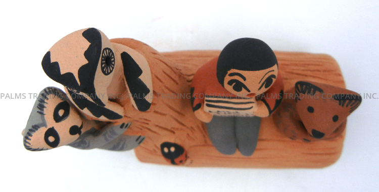 Jemez Chrislyn Fragua Handmade and Hand Painted Wildlife and Child Figurine - Image 6