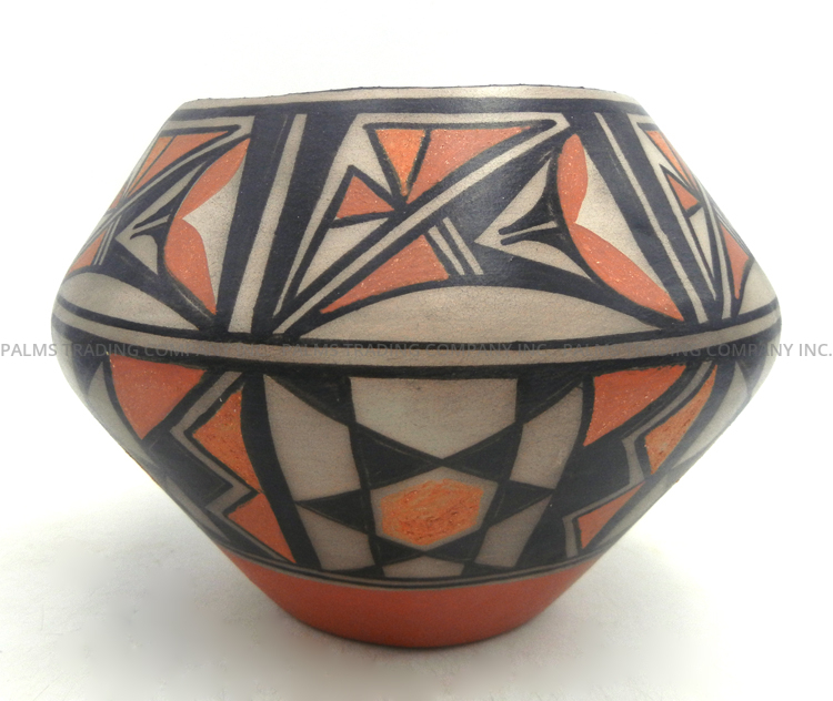Santo Domingo (Kewa) handmade and hand painted polychrome multi-patter jar by Robert Tenorio