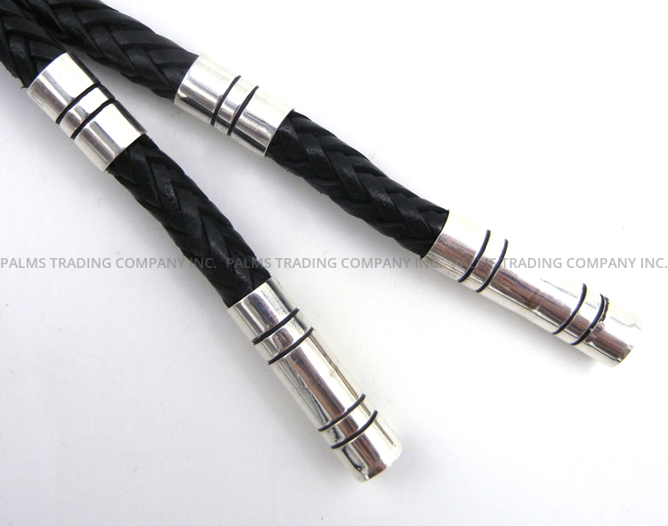 Navajo Tommy and Rosita Singer Onyx and Sterling Silver Overlay Bolo Tie - Image 4