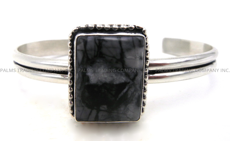 Navajo white buffalo and sterling silver cuff bracelet by Rosella Paxon