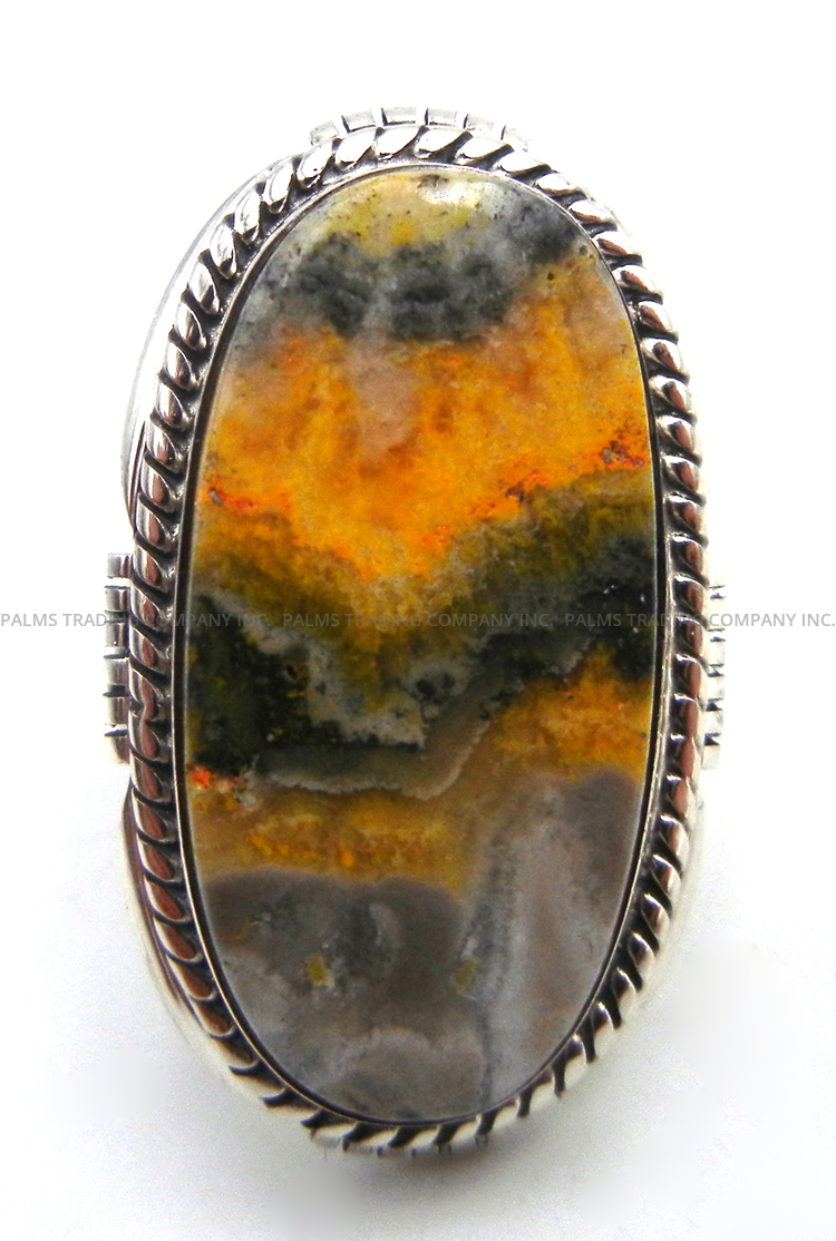 Navajo bumblebee jasper and sterling silver ring by Joe Begay