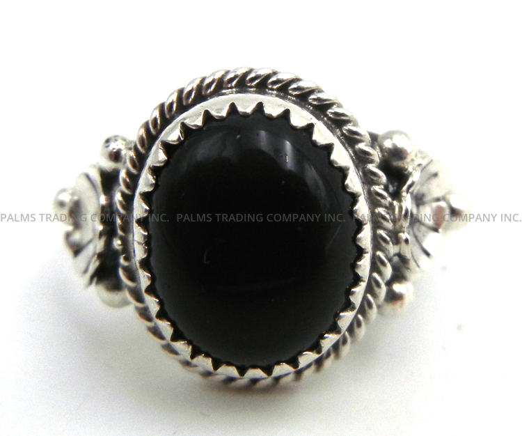 Navajo onyx and sterling silver ring