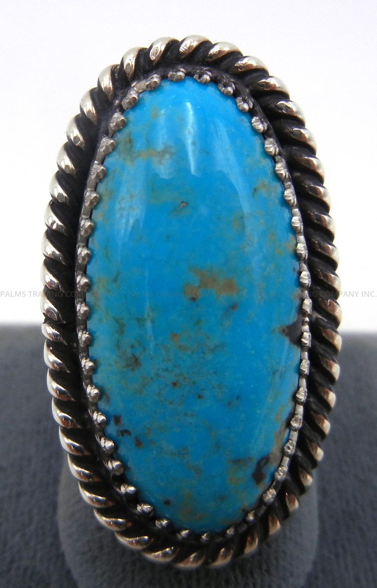 Navajo adjustable turquoise and sterling silver ring by Leonard Platero Jr. and Racquel Hurley