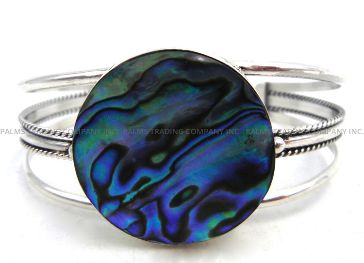 Navajo abalone and sterling silver cuff bracelet