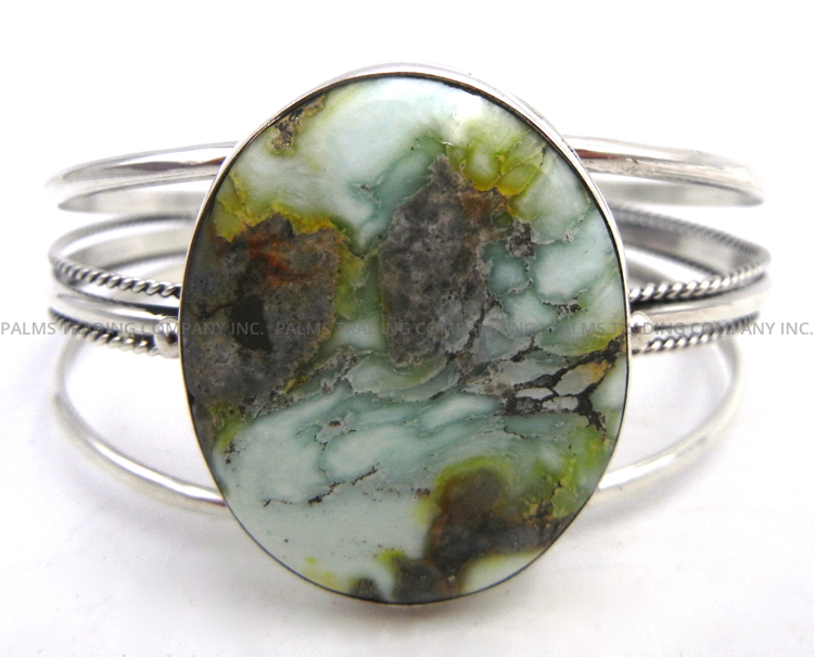 Navajo Sonoran gold turquoise and sterling silver cuff bracelet