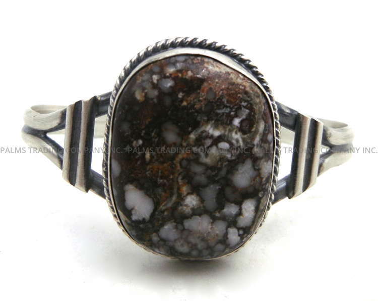 Navajo wild horse and sterling silver cuff bracelet