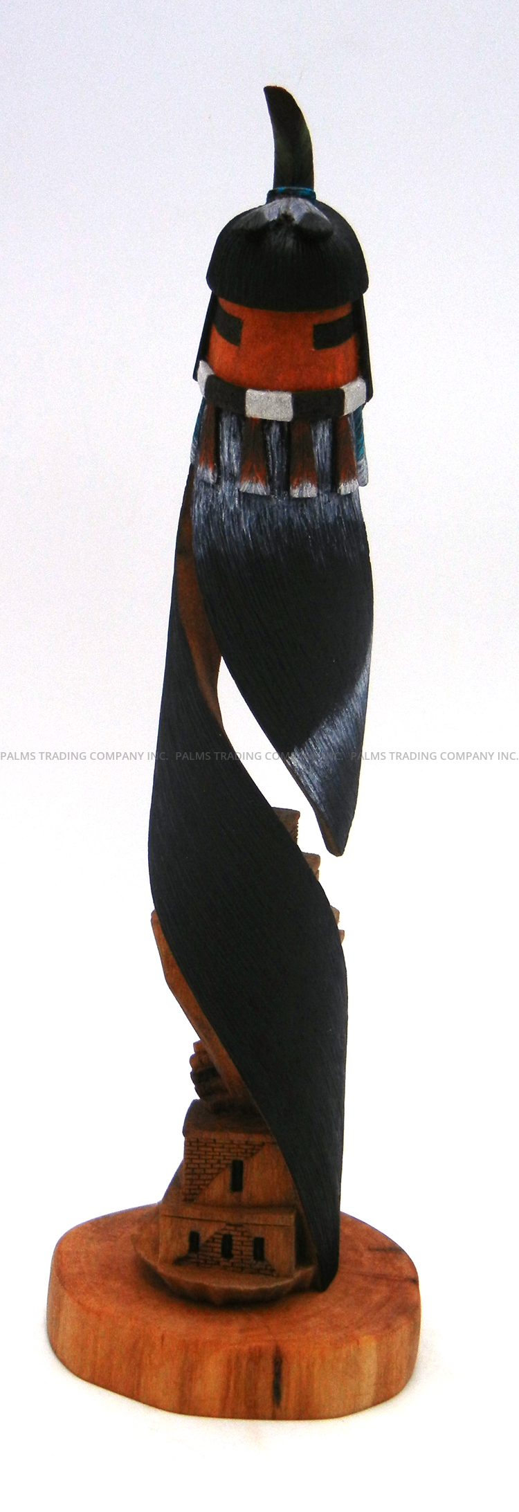 Laguna/Isleta long hair kachina doll with Pueblo scene by Irvin Jojola