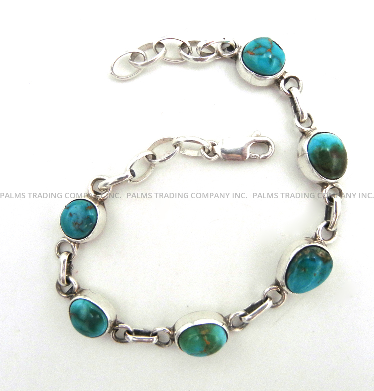 Navajo six stone turquoise and sterling silver link bracelet