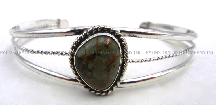 Navajo small green turquoise and sterling silver cuff bracelet