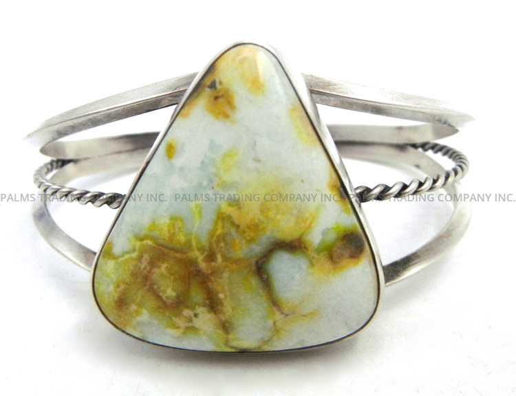 Navajo Sonoran gold turquoise and sterling silver cuff bracelet