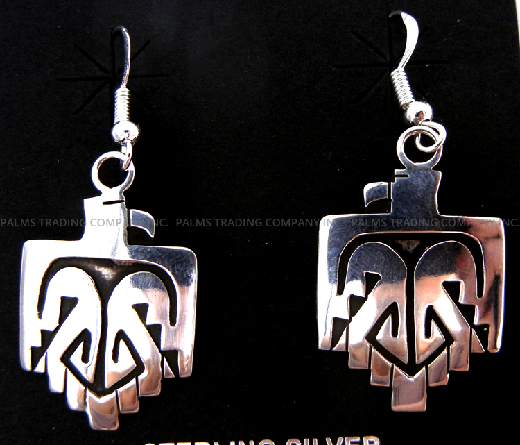 Navajo sterling silver overlay thunderbird earrings by Sonny Gene