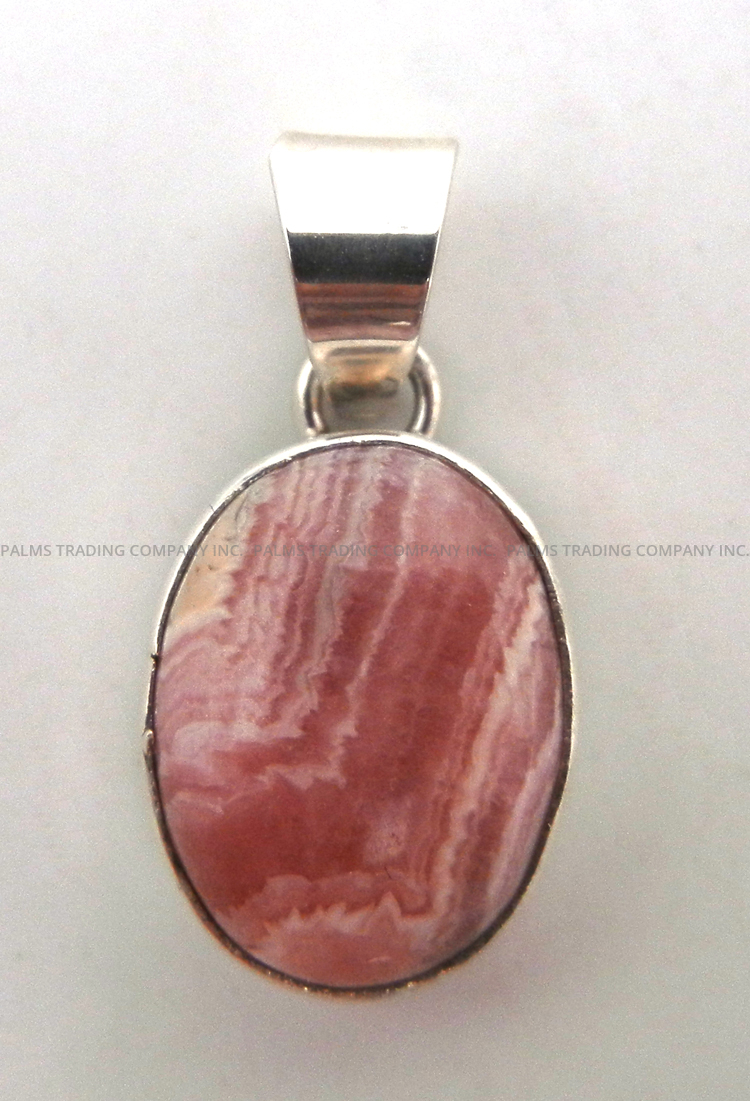 Navajo small rhodochrosite and sterling silver pendant