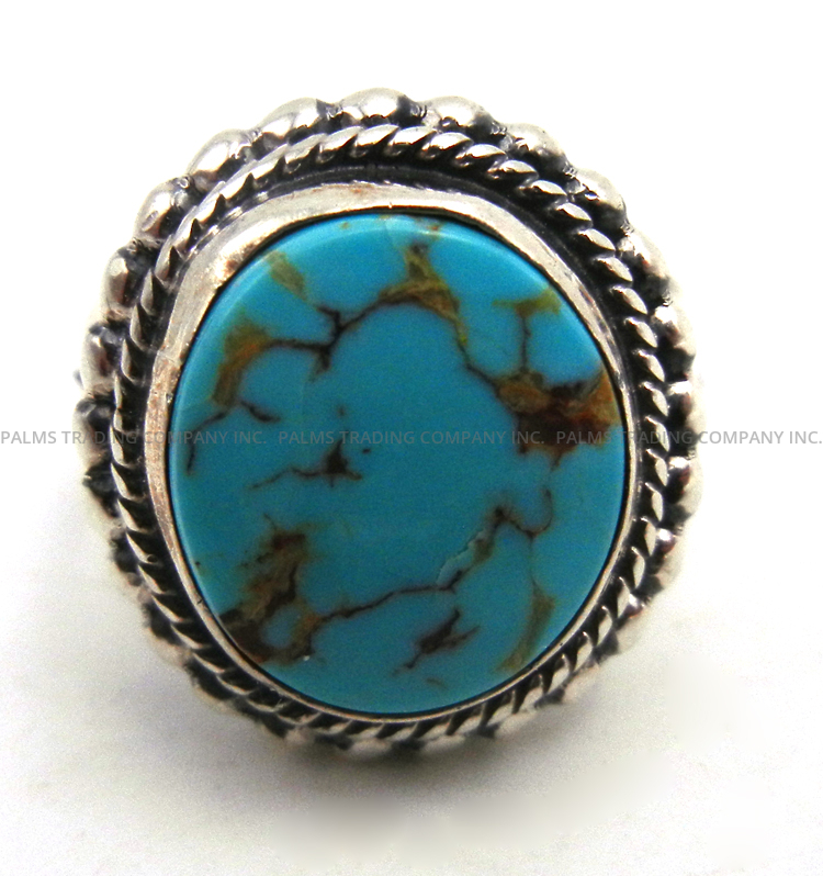Navajo small round turquoise ring by Will Denetdale