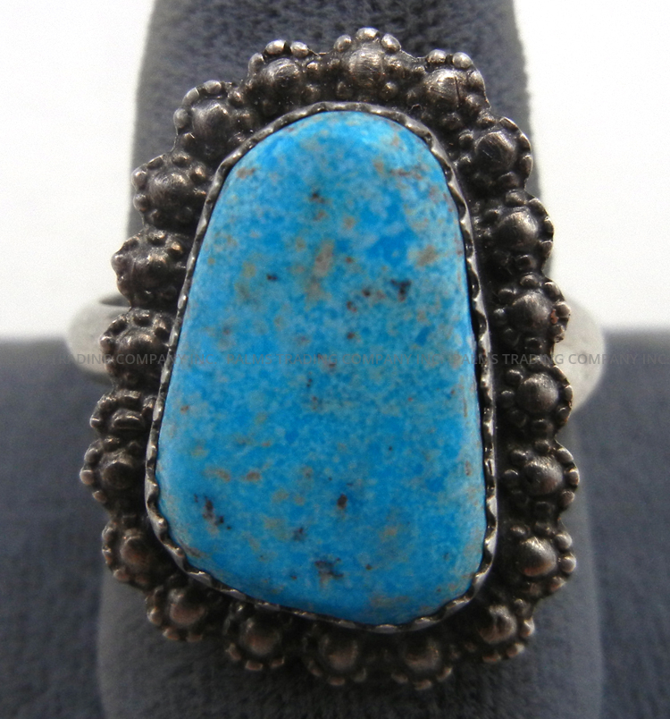 Navajo adjustable turquoise and sterling silver ring by Mary Tso