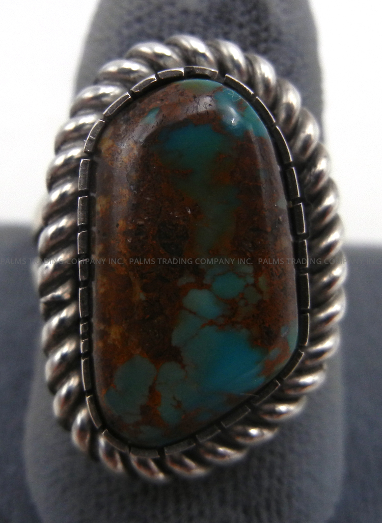 Navajo turquoise and sterling silver ring by Walter Vandever