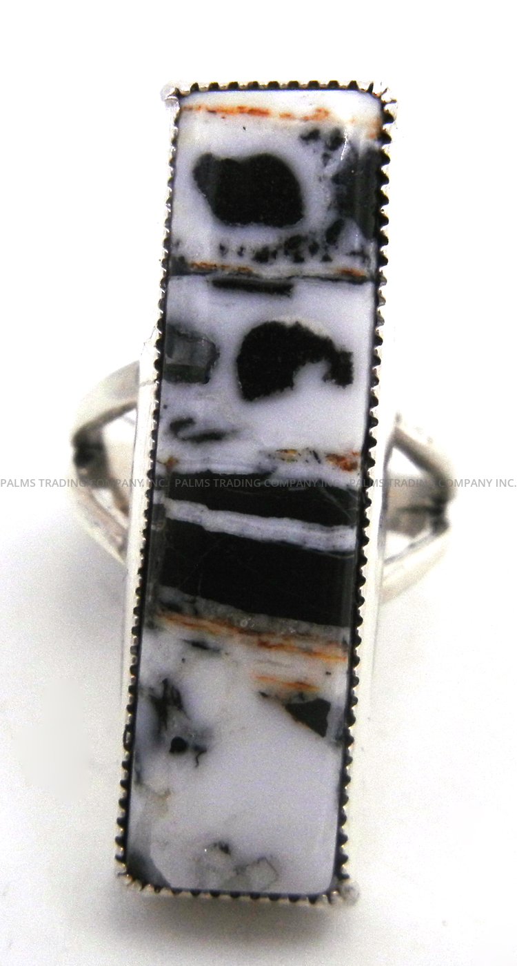 Navajo White Buffalo and sterling silver ring