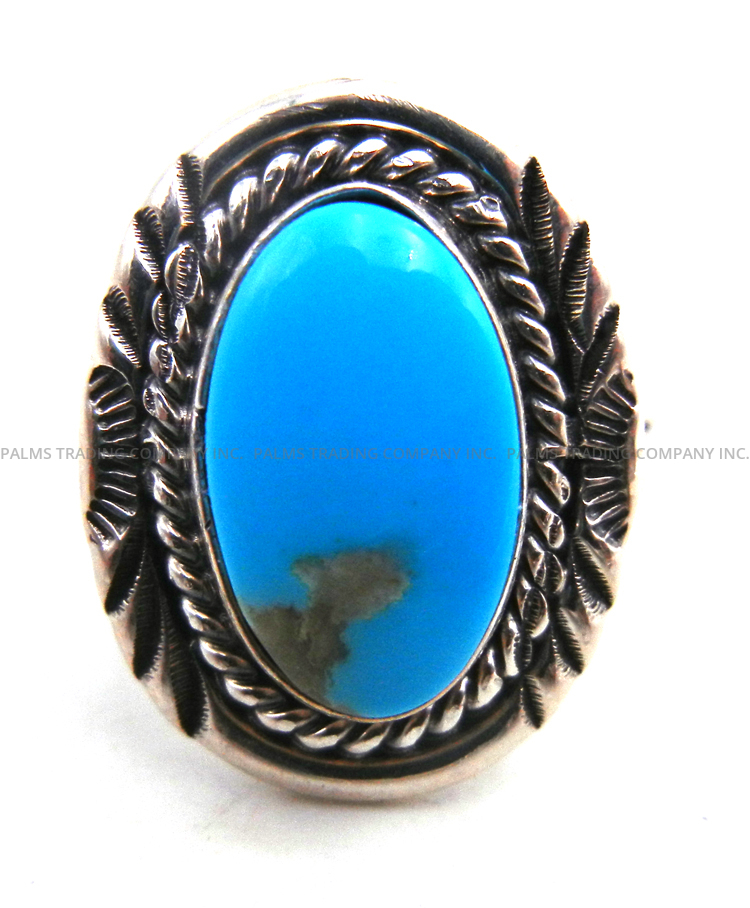 Navajo small turquoise and sterling silver ring by Will Denetale