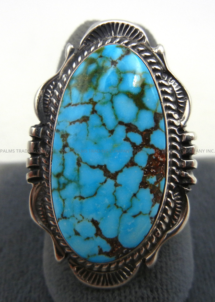 Navajo turquoise and sterling silver ring by Will Denetdale