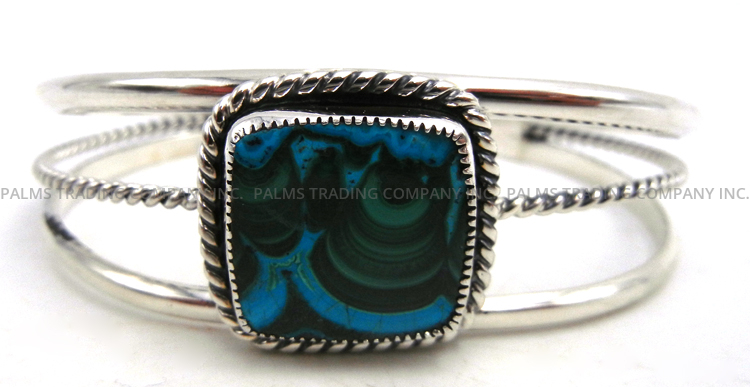 Navajo azurite and sterling silver cuff bracelet