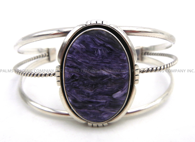 Navajo charoite and sterling silver cuff bracelet