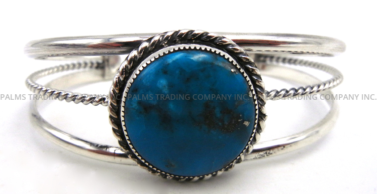 Navajo round turquoise and sterling silver cuff bracelet