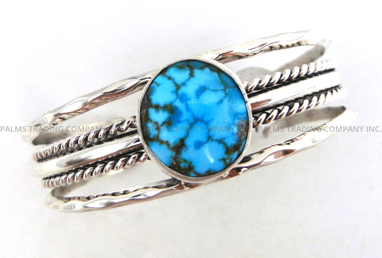 Navajo golden hills turquoise and sterling silver cuff bracelet