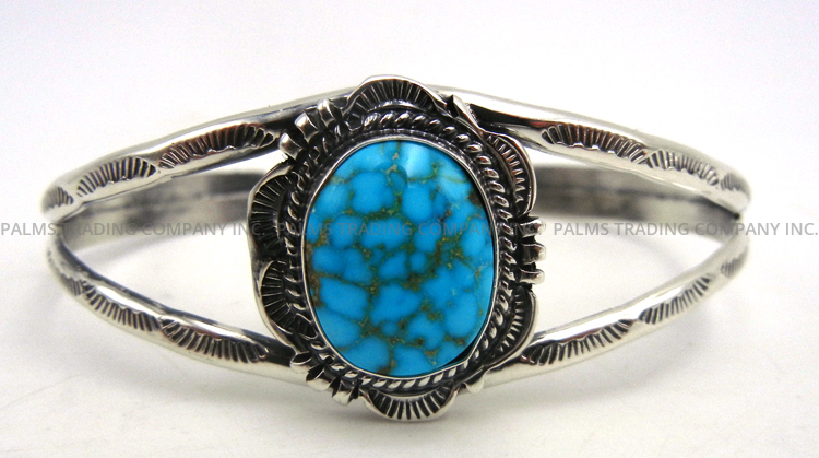 Navajo turquoise and sterling silver cuff bracelet by Will Denetdale