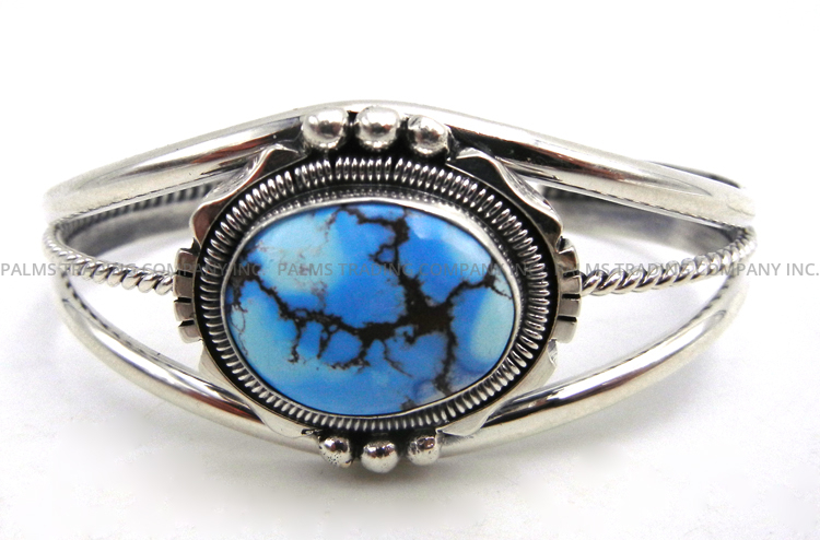 Navajo golden hills turquoise and sterling silver cuff bracelet by Will Denetdale