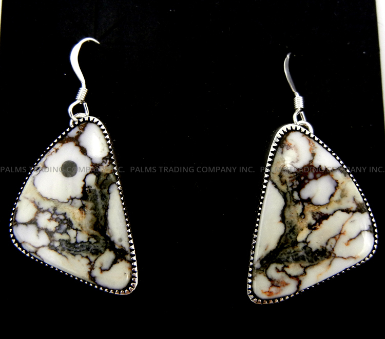 Navajo wild horse and sterling silver dangle earrings